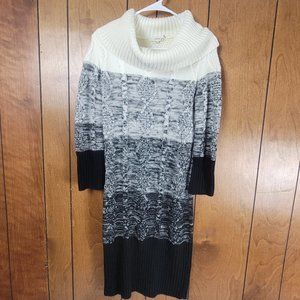 Studio One New York multicolor stripe cowl neck sweater dress Womens Small